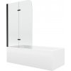 MEXEN/S - Cubik obdĺžniková vaňa 150 x 70 cm s panelom + vaňová zástena 100, transparent, čierna 550315070X9010027000