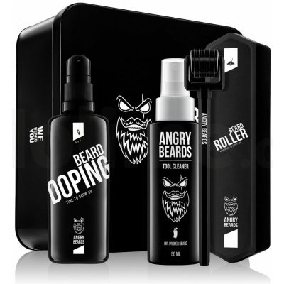 Angry Beards Dude's Cosmetics Bear Roller + Beard Doping BIG D 100 ml + Tool Cleaner 50 ml darčeková sada