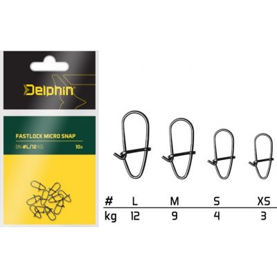 Delphin Karabínka Fastlock Micro Snap 10 ks-Veľkosť L Nosnosť 12 kg
