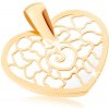 Šperky eshop - Zlatý prívesok 375 - obrys srdca s ornamentami, podklad z perlete S1GG82.02
