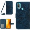 Peňaženkové kožené puzdro Skin Feel Sun Flower na Motorola Moto E20 / E30 / E40 - Inky Blue