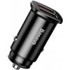 Baseus Square Metal duálny adaptér do automobilu USB 30W QC3.0 SCP AFC, čierna