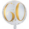 Balón fóliový biely so zlatou potlačou 60-tka 35cm 1ks