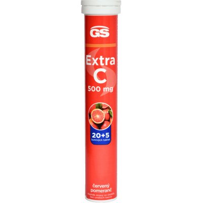 GS Extra C 500 šumivý - červený pomaranč, 20 + 5 tabliet