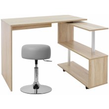 ML-Design Stôl v tvare L s taburetkou, 150x88x75 cm, prírodný, z MDF