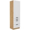 Kondela Vysoká skrinka, biela/dub artisan, LULA 60 DKS-210 3S 1F