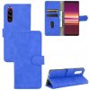 Peňaženkové kožené puzdro SKIN-FEEL na Sony Xperia 5 - Modrá