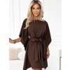 Čokoládové dámske 287-33 šaty v krátkom strihu, ZVOĽTE VEĽKOSŤ OBLEČENIA 2XL/3XL