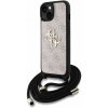 Guess PU 4G Metal Logo Crossbody Popruh Zadní Kryt pro iPhone 15 Pink