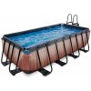 Bazén s pieskovou filtráciou Wood pool Exit Toys oceľová konštrukcia 400*200*100 cm hnedý od 6 rokov