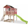 Domček cédrový na pilieroch Loft 750 Red Exit Toys veľký s vodeodolnou strechou pieskoviskom a 2,28 m šmykľavkou červený