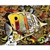 Diamondi Diamantové maľovanie ABSTRAKTNÁ RYBA ŽLTÁ 40 x 50 cm vypnuté plátno na rám