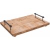 Clayre & Eef Drevený podnos s kovovými rukojet'mi - 40 * 28 * 8 cm - Clayre & Eef
