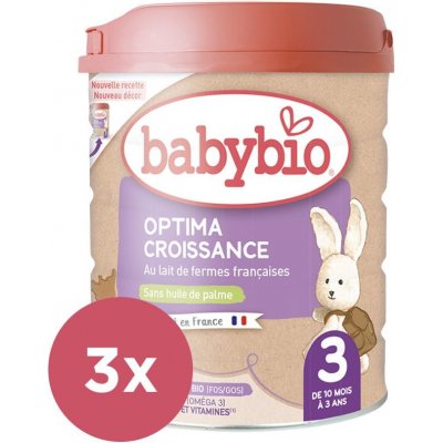 3x BABYBIO OPTIMA 3 Croissance dojčenské bio mlieko 800 g VP-F172990