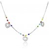 Strieborný náhrdelník Tri srdcia s farebnými korálkami