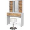 Vicco Vanity table Alexa, 93 cm with stool, Biela/Oak