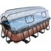 Bazén s krytom a pieskovou filtráciou Wood pool Exit Toys oceľová konštrukcia 400*200*100 cm hnedý od 6 rokov