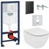 Grohe Rapid SL - Set predstenovej inštalácie, WC misa a sedátko Tesi, SoftClose, Rimless, tlačítko Even, čierne matné 38528KF0-