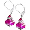 Lampglas Skvostné náušnice Magenta Dream s rýdzim striebrom v perlách Lampglas ESH4