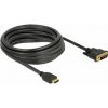 Delock HDMI / DVI prepojovací kábel Zástrčka HDMI-A, DVI-D 24+1pol. Zástrčka 5 m čierna 85656 trojžilový tienený, pozlátené kontakty HDMI kábel; 85656