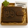 Kožená peňaženka so znamením zverokruhu - Váhy (23. septembra – 22. októbra) kávově hnědá