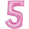 Amscan Fóliový balón číslo 5 svetlo ružový 66cm