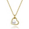 Beneto Pozlátený strieborný náhrdelník s riečnou perlou AGS1230 / 47P-GOLD