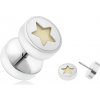 Šperky eshop - Falošný piercing do ucha z ocele, päťcípa hviezda žiariaca v tme I16.04
