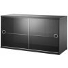 String Skrinka Display Cabinet with Sliding Doors, black stained ash