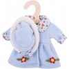 Bigjigs Toys modrý kabátik s klobúčikom pre bábiku 25 cm