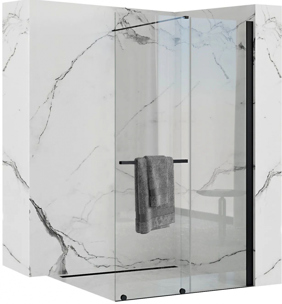 Rea Cortis, posuvná sprchová zástena 120x195cm, 6mm číre sklo, čierny REA-K8880