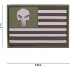 Gumová nášivka 101 Inc vlajka Punisher USA - olivová