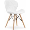 Jedálenská stolička LAGO ekokoža biela (hnedé nohy)
