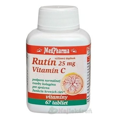 Medpharma Rutín 25mg + Vitamín C, 67tbl