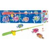 Teddies Hra ryby rybár magnetické plast 4 ks a prút plast 44 cm asst 2 farby na karte