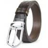 Kožený opasok s dezénom NEW SILVER, šírka 3.3cm, CROCO dezén - tmavo hnedá (VDNEW-SILVER-CR)