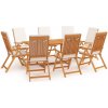 9dílný zahradní jídelní set s poduškami masivní teak šedý Bílá 3059570