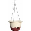 Plastia Samozavlažovací Květináč závěsný Mareta, bílá + vínová, 30 cm