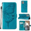 Peňaženkové kožené puzdro EMBOSSED na Motorola Moto G32 - Modrá