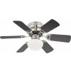 GLOBO 0307 UGO stropný ventilátor s osvetlením na päticu E27 760 mm s ťahovým vypínačom nikel