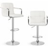 MIADOMODO Barová stolička 2 ks, s lakťovými opierkami, biela