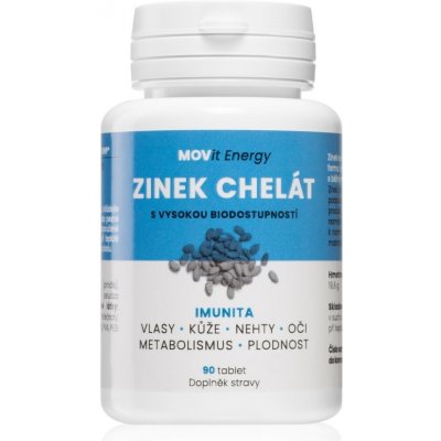 Movit Energy Zinok Chelát 15 mg doplnok stravy na podporu imunity, zdravých kostí, vlasov a pokožky 90 tbl