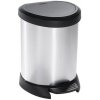 Curver Kôš DECO BIN 15 l, strieborný/čierny, na odpad, s pedálom