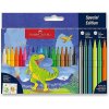 FABER-CASTELL Dinosaurus, okrúhle, 24 farieb vrátane metalických a neónových