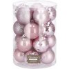 SPRINGOS guľa na vianočný stromček, umelá guľa, 20 kusov, priemer 4 cm, nerozbitná, vianočná guľa, trblietavý prášok, matná, s leskom, vianočná dekorácia, Vianoce (ružová)
