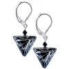 Lampglas Elegantné náušnice Black Marble Triangle s rýdzim striebrom v perlách Lampglas ETA2