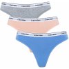 CALVIN KLEIN tangá 3PACK Icon logo stretch cotton frenzy & blue combo