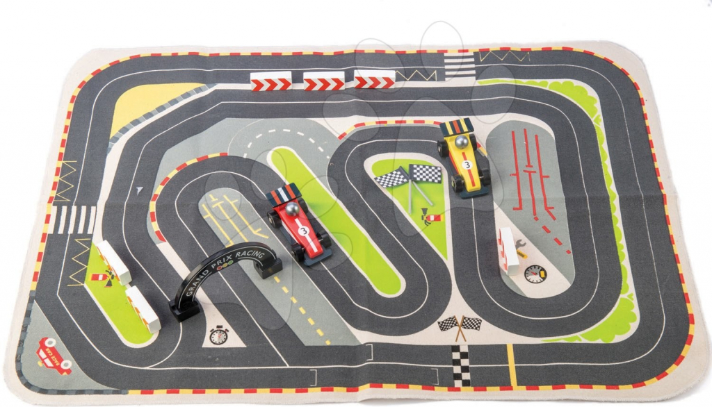 Tender Leaf Toys drevené pretekárske autá Formula One Racing Playmat