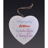 Tabuľka drevená srdce 20cm Nikdy neopúšťaj domov