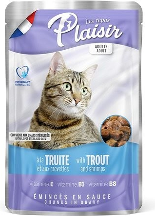 Plaisir cat pstruh+krevety v omáčce 22 x 100 g